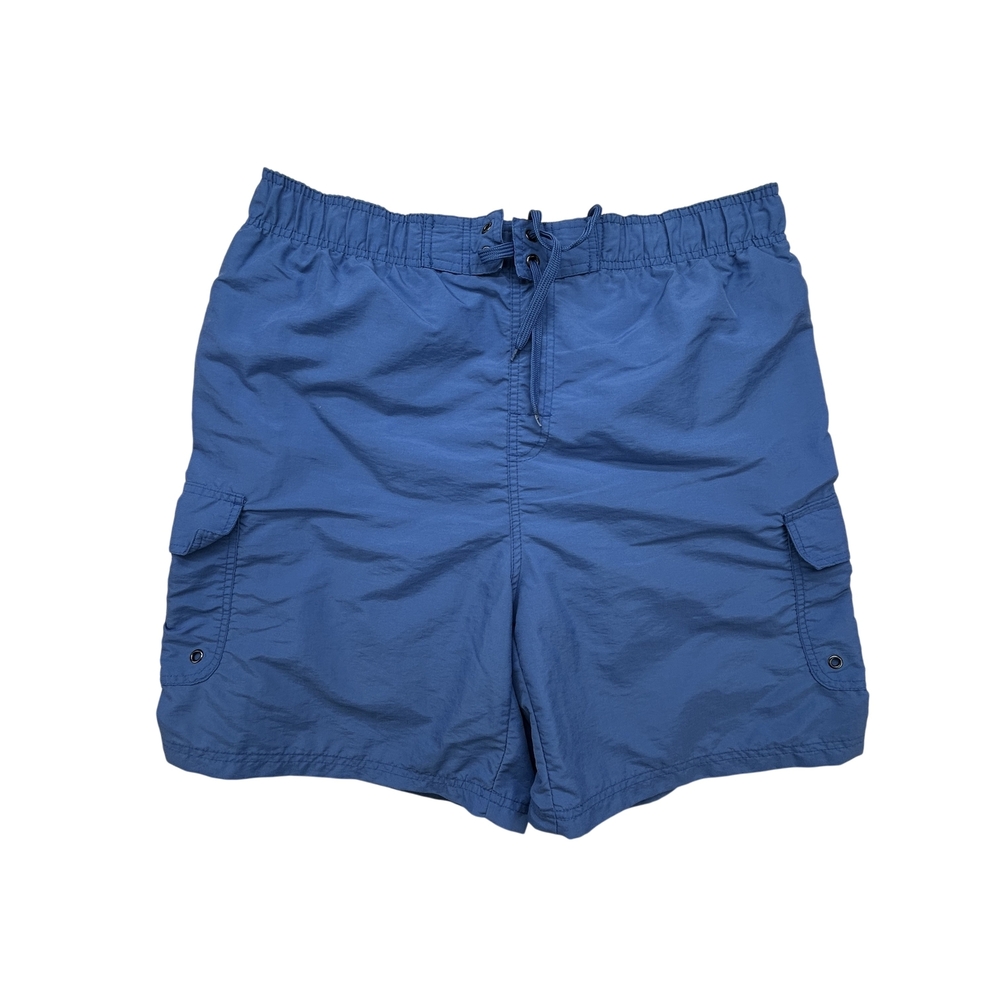 No Boundaries Shorts Mens Large Blue Cargo Swim Trunks Nylon Quick Dry Pockets